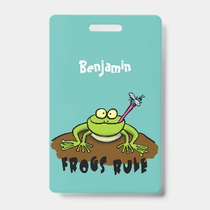 Tarjeta De Identificación Las ranas gobiernan personalizado de rana verde di