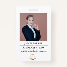 Tarjeta De Identificación Lawyer Attorney At Law Classy White