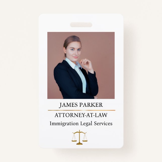 Tarjeta De Identificación Lawyer Attorney At Law Classy White (Anverso)