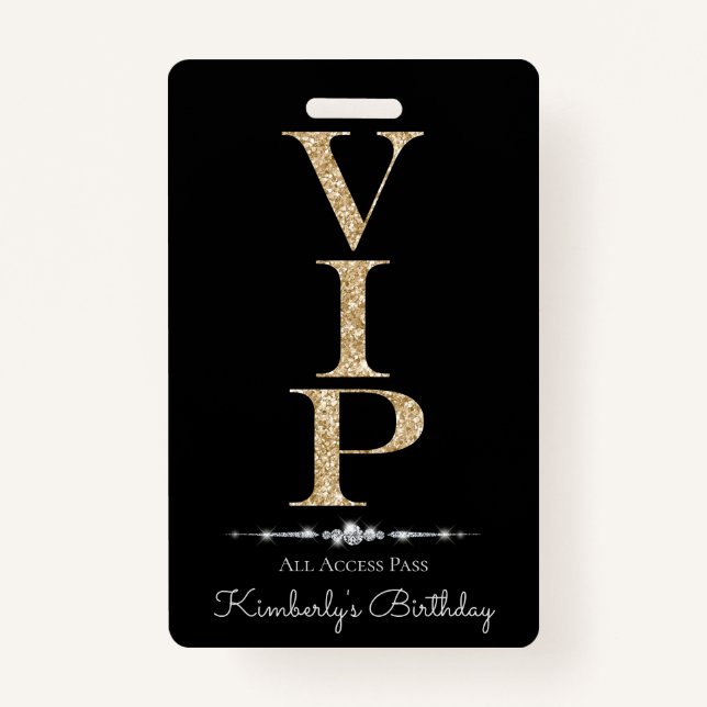 Tarjeta De Identificación Lealtad VIP del Purpurina de oro de los diamantes  (Anverso)
