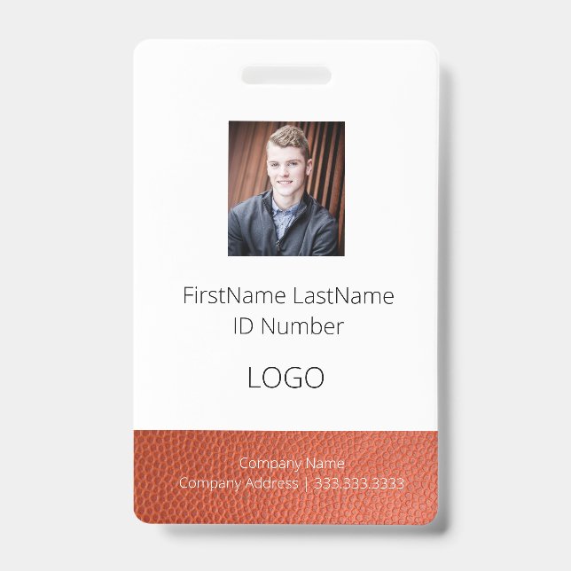 Tarjeta De Identificación Leather Look Employee ID Badge with Barcode (Parte frontal)