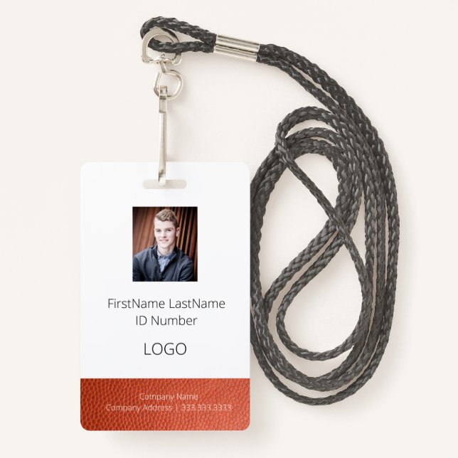 Tarjeta De Identificación Leather Look Employee ID Badge with Barcode (Anverso son cordón)