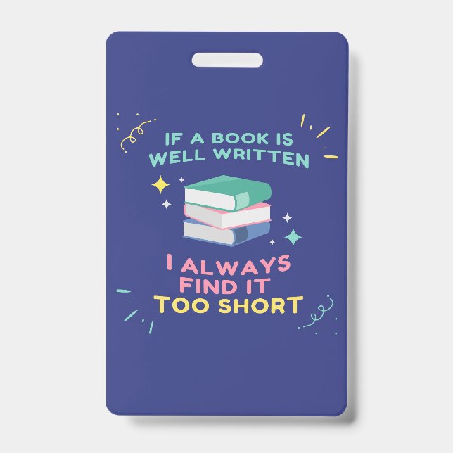 Tarjeta De Identificación Lector Ávido I - Cita de Jane Austen (Parte frontal)