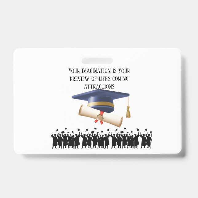 Tarjeta De Identificación lema de graduación de Einstein blanco (Parte frontal)