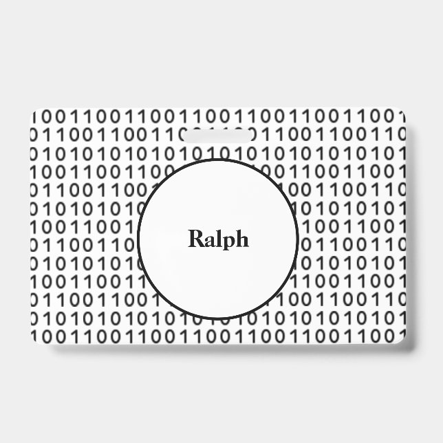 Tarjeta De Identificación Lenguaje de computadora de código binario con nomb (Parte frontal)