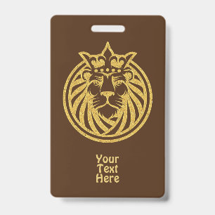 Tarjeta De Identificación León con Corona - Estilo Oro 4