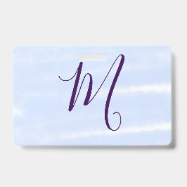 Tarjeta De Identificación Letra de monograma de nombre en acuarela pastel pú