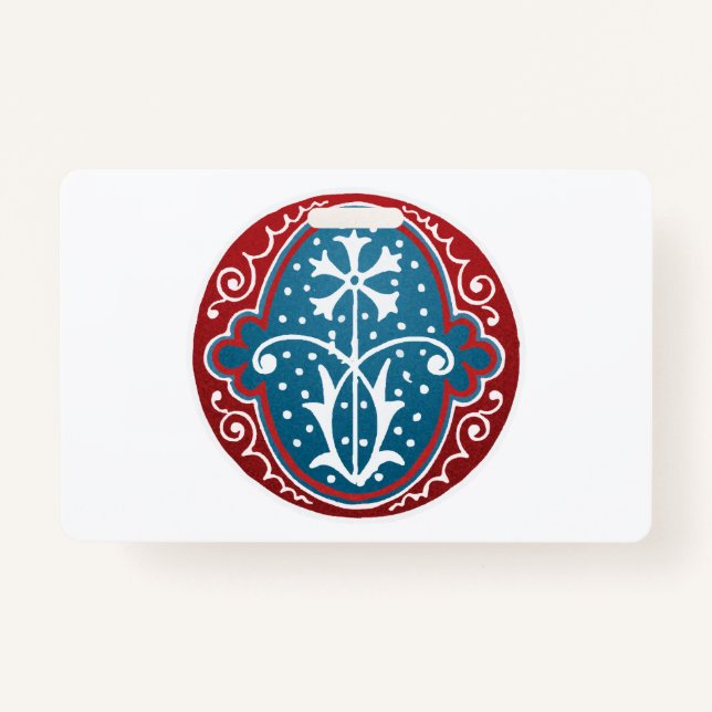 Tarjeta De Identificación Letra "O" elegante bordada (Anverso)