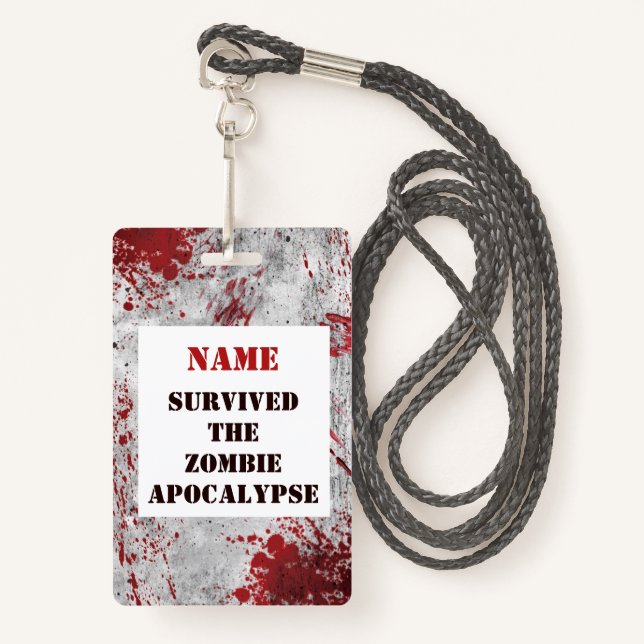 Tarjeta De Identificación Leyenda de sangre zombie apocalipsis personalizada (Anverso son cordón)