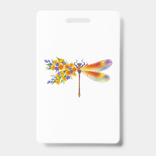 Tarjeta De Identificación Libélula de Flor Amarilla (Parte frontal)