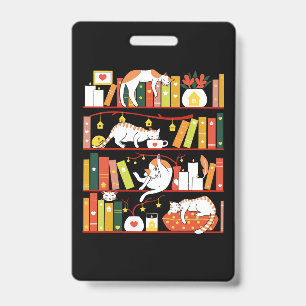 Tarjeta De Identificación Library cats autumn colour version