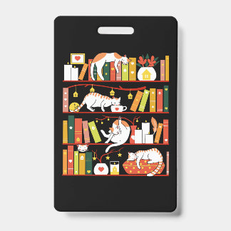 Tarjeta De Identificación Library cats autumn colour version