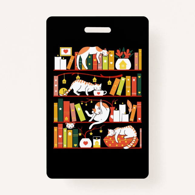 Tarjeta De Identificación Library cats autumn colour version (Anverso)