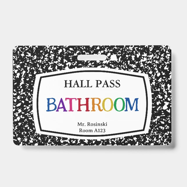 Tarjeta De Identificación libreta de composición pase de baño para educadore (Parte frontal)