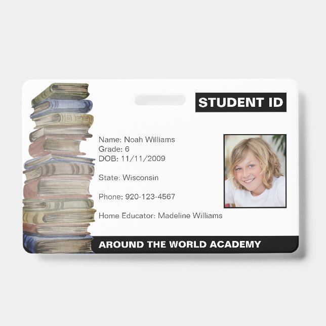 Tarjeta De Identificación Libreta de identificación de estudiante educado en (Parte frontal)