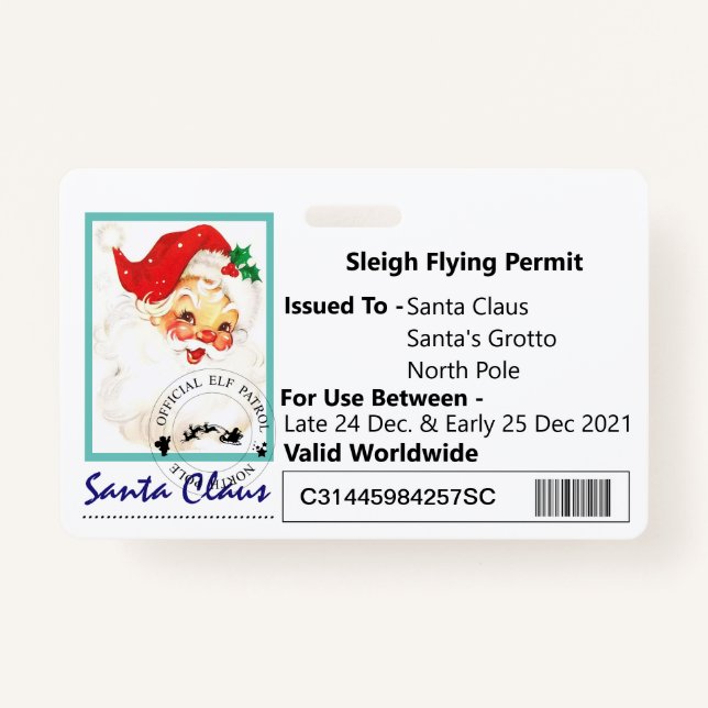 Tarjeta De Identificación Licencia de conducir de Sleigh para niños (Anverso)