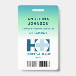Tarjeta De Identificación Licencia de enfermera práctica LNP Blue Green Name
