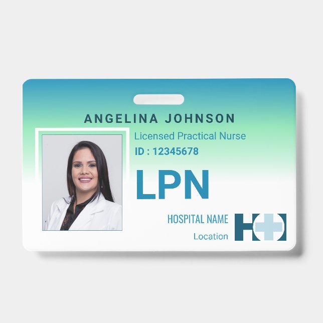 Tarjeta De Identificación Licencia de enfermera práctica LPN con identificac (Parte frontal)
