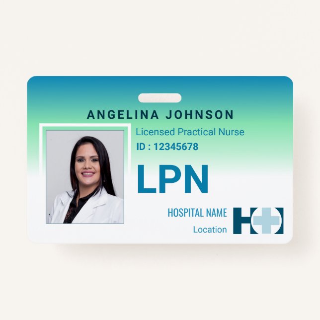 Tarjeta De Identificación Licencia de enfermera práctica LPN con identificac (Anverso)
