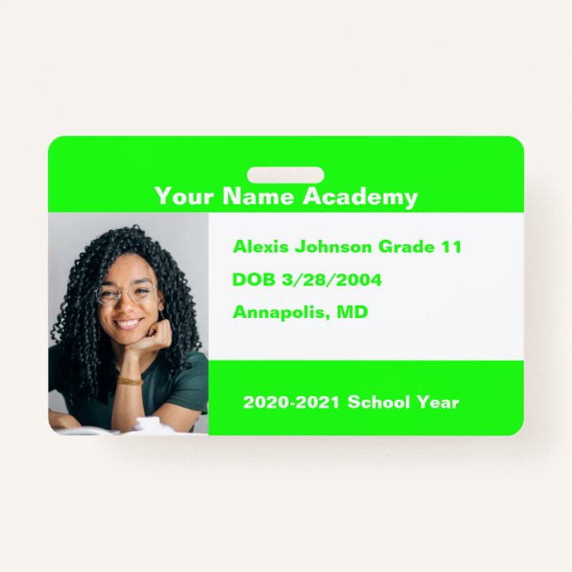 Tarjeta De Identificación Lime Hazlo tú mismo Personalizado Homeschoa (Anverso)