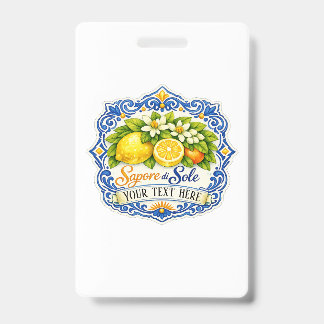 Tarjeta De Identificación Limon Mediterráneo de Azulejo – Arte acuarela con