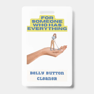 Tarjeta De Identificación limpiador de botones de Belly, regalo de chiste, r