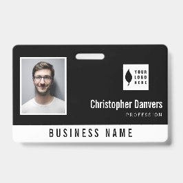 Tarjeta De Identificación Limpiar blanco negro Añadir el logotipo del emplea