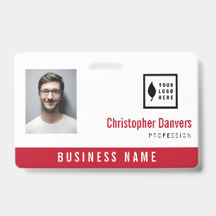 Tarjeta De Identificación Limpiar blanco rojo Añadir el logotipo Empleado de