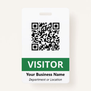 Tarjeta De Identificación Limpiar el código QR del visitante blanco verde