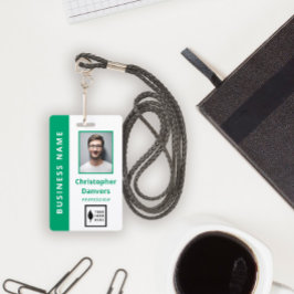 Tarjeta De Identificación Limpio Verde Blanco Agrega tu Logo Empleado de Ofi