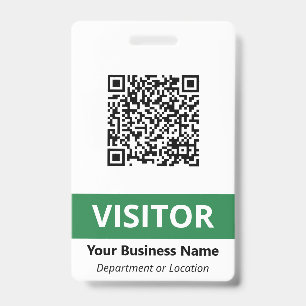Tarjeta De Identificación Limpio Verde Blanco Visitante Su Código QR