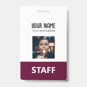 Tarjeta De Identificación Linda Etiqueta de Personal con Nombre y Foto de Em