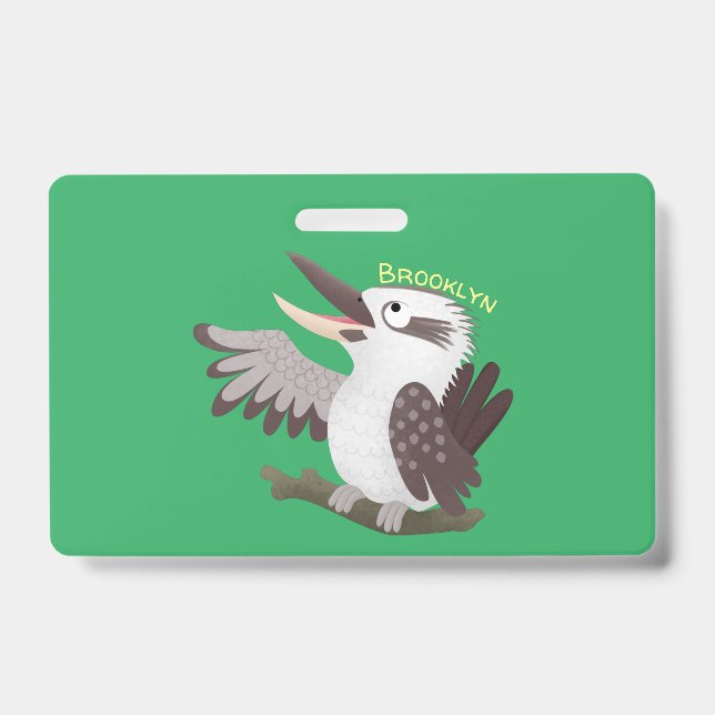 Tarjeta De Identificación Lindo kookaburra de dibujos animados riendo divert (Parte frontal)