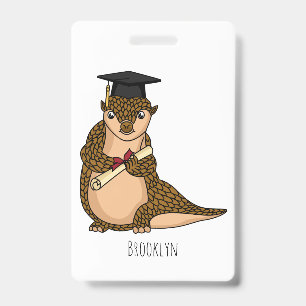 Tarjeta De Identificación Lindo pangolín graduándose dibujo animado 