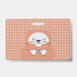 Tarjeta De Identificación Línea de cuadrícula personalizada gato marrón lind