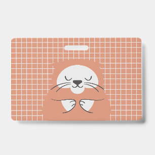 Tarjeta De Identificación Línea de cuadrícula personalizada gato marrón lind
