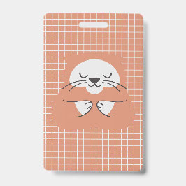 Tarjeta De Identificación Línea de cuadrícula personalizada marrón gato lind