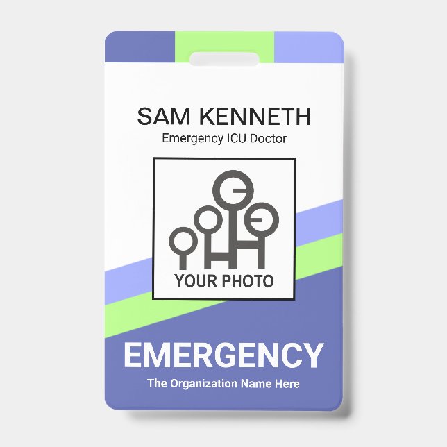 Tarjeta De Identificación Líneas de inclinación verde azul médico (Parte frontal)