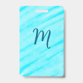 Tarjeta De Identificación líneas simples de acuarela azules con tu monograma