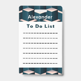 Tarjeta De Identificación Lista de tareas geométricas azules modernas person