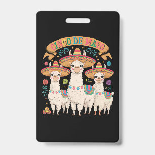 Tarjeta De Identificación Llama divertida fiesta de Cinco De Mayo