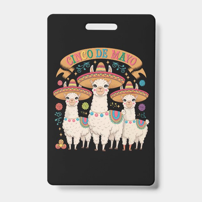 Tarjeta De Identificación Llama divertida fiesta de Cinco De Mayo (Parte frontal)