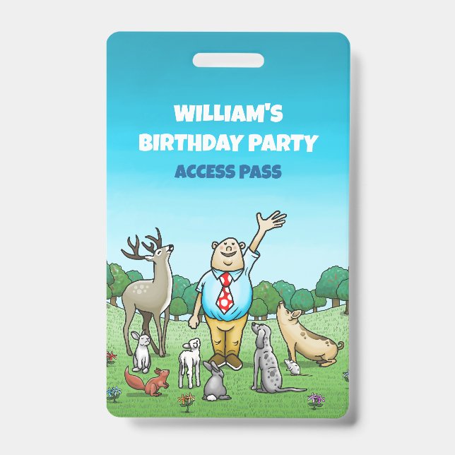 Tarjeta De Identificación Llamando a todos los animales Cumpleaños (Anverso)