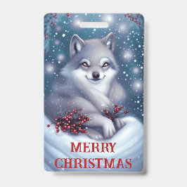 Tarjeta De Identificación Lobo de Navidad - Insignia
