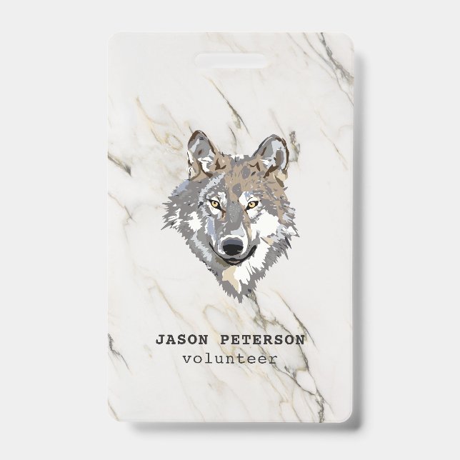 Tarjeta De Identificación Lobo Y Piedra De Mármol (Parte frontal)
