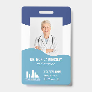 Tarjeta De Identificación Logo de 2 sombras de olas azules e ID del empleado