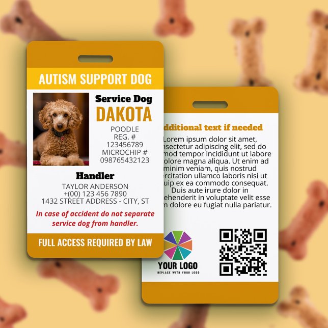 Tarjeta De Identificación Logo de apoyo al autismo amarillo QR Foto ID (Subido por el creador)