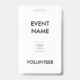 Tarjeta De Identificación Logo de Black and White Event Volunteer