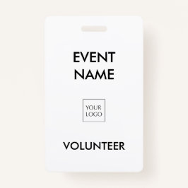 Tarjeta De Identificación Logo de Black and White Event Volunteer