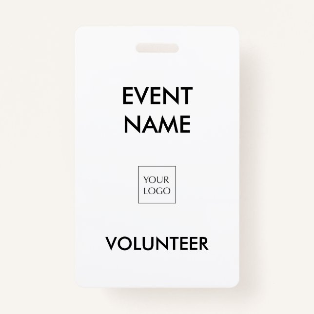 Tarjeta De Identificación Logo de Black and White Event Volunteer (Anverso)